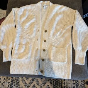 Nine West Cream Open-Front Button Cardigan Sweater